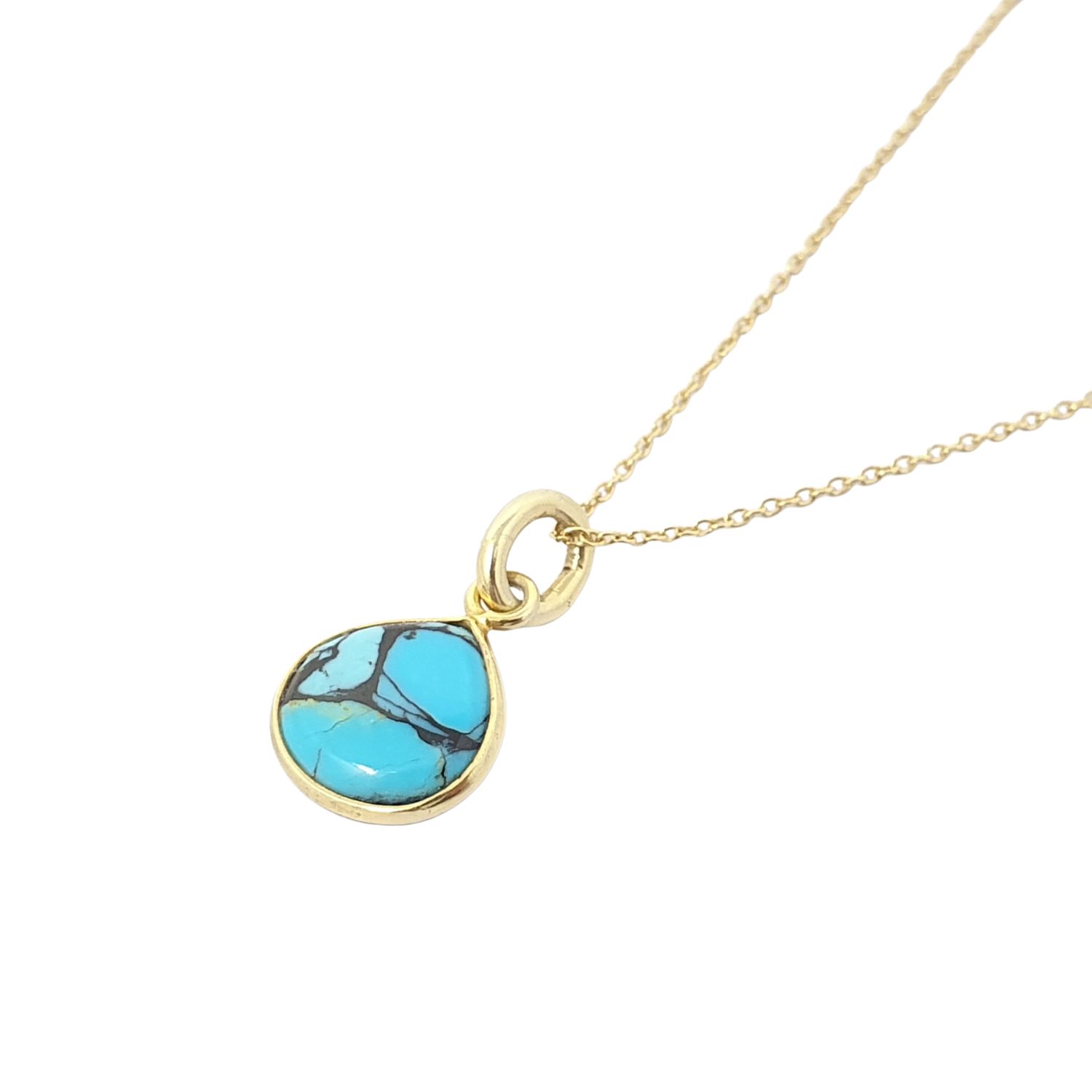 Gold Vermeil Plated Tibetan Turquoise December Birthstone Necklace