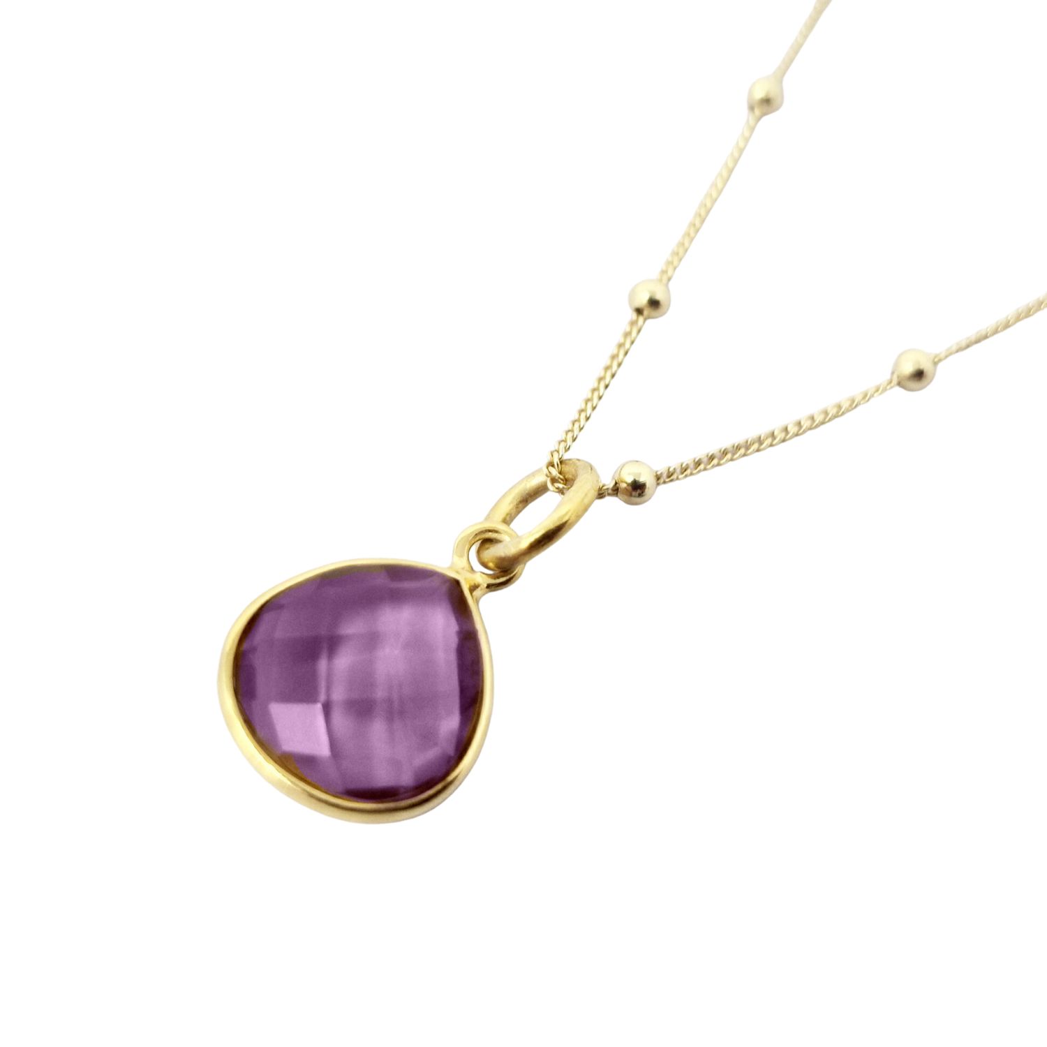 Gold Vermeil Purple Alexandrite Colour Changing June Birthstone Necklace