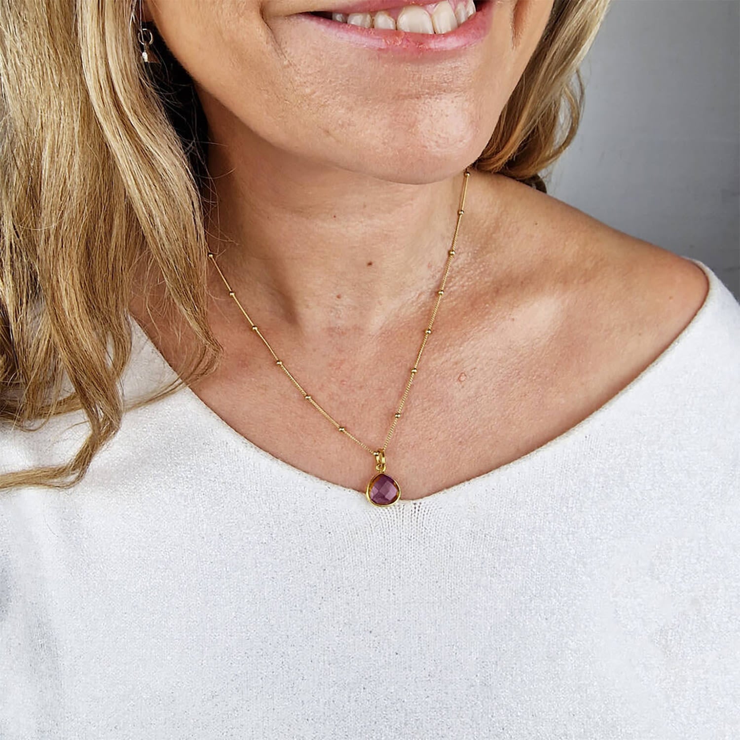 Gold Vermeil Purple Alexandrite Colour Changing June Birthstone Necklace