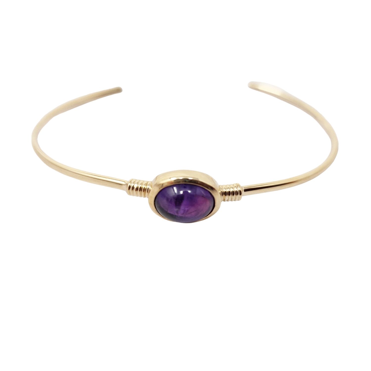 Gold Vermeil Purple Amethyst February Birthstone Bangle