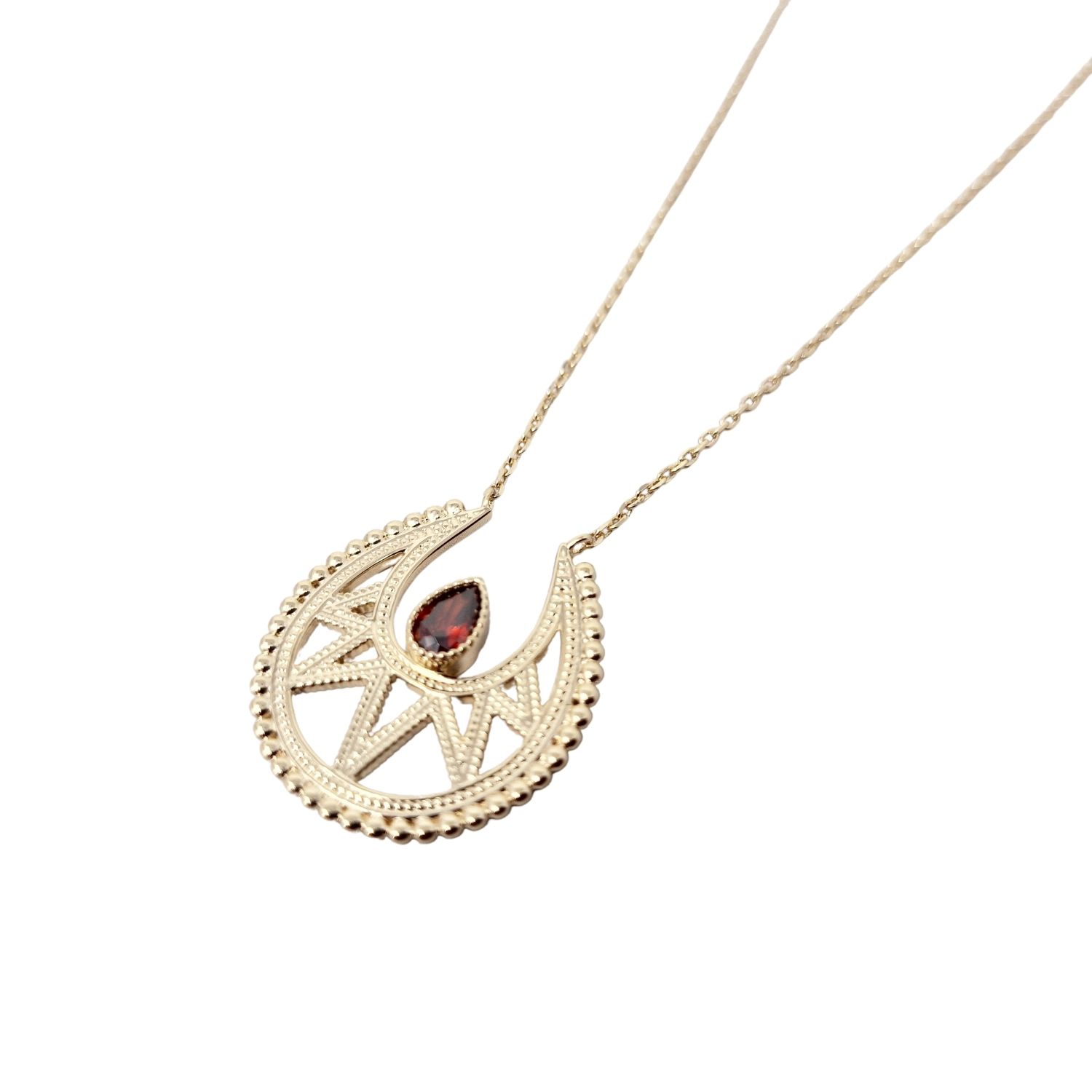 Gold Vermeil Red Garnet January Birthstone Statement Necklace