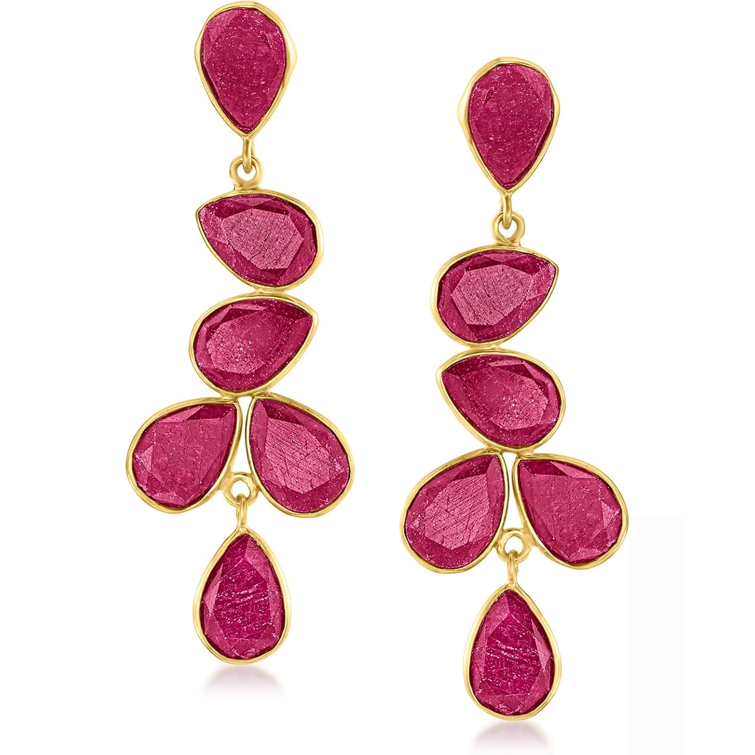 Gold Vermeil Ruby Couple & Grandmother & Sisters Drop Earrings Gemstone Earrings