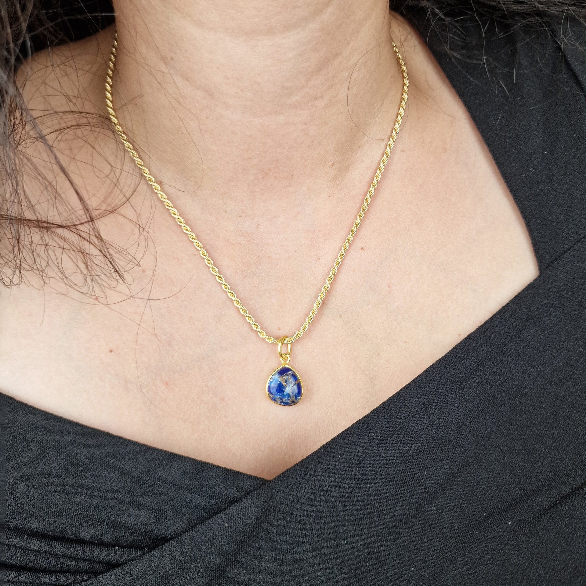 Gold Vermeil Sapphire September Birthstone Rope Chain Necklace