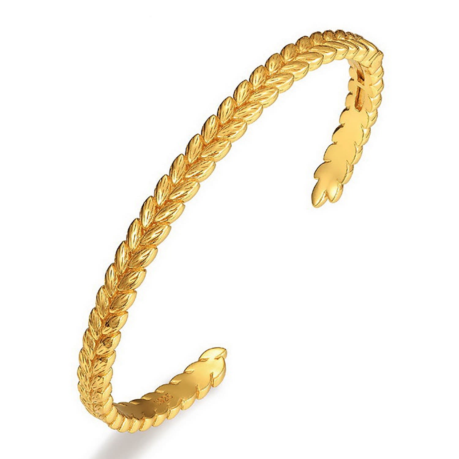 Gold Vermeil Silver Kemetra Wheat Patterned Bangle With Hinge