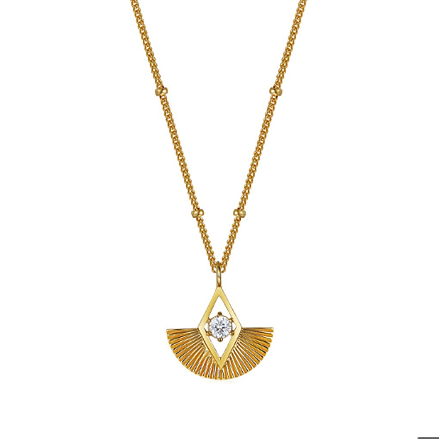 Gold Vermeil Silver Renenet Fan Sunrise Necklace