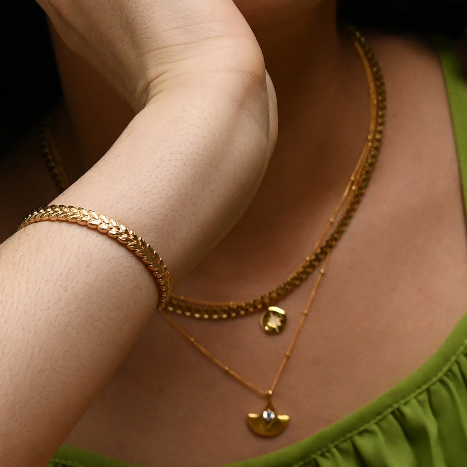 Gold Vermeil Silver Renenet Fan Sunrise Necklace