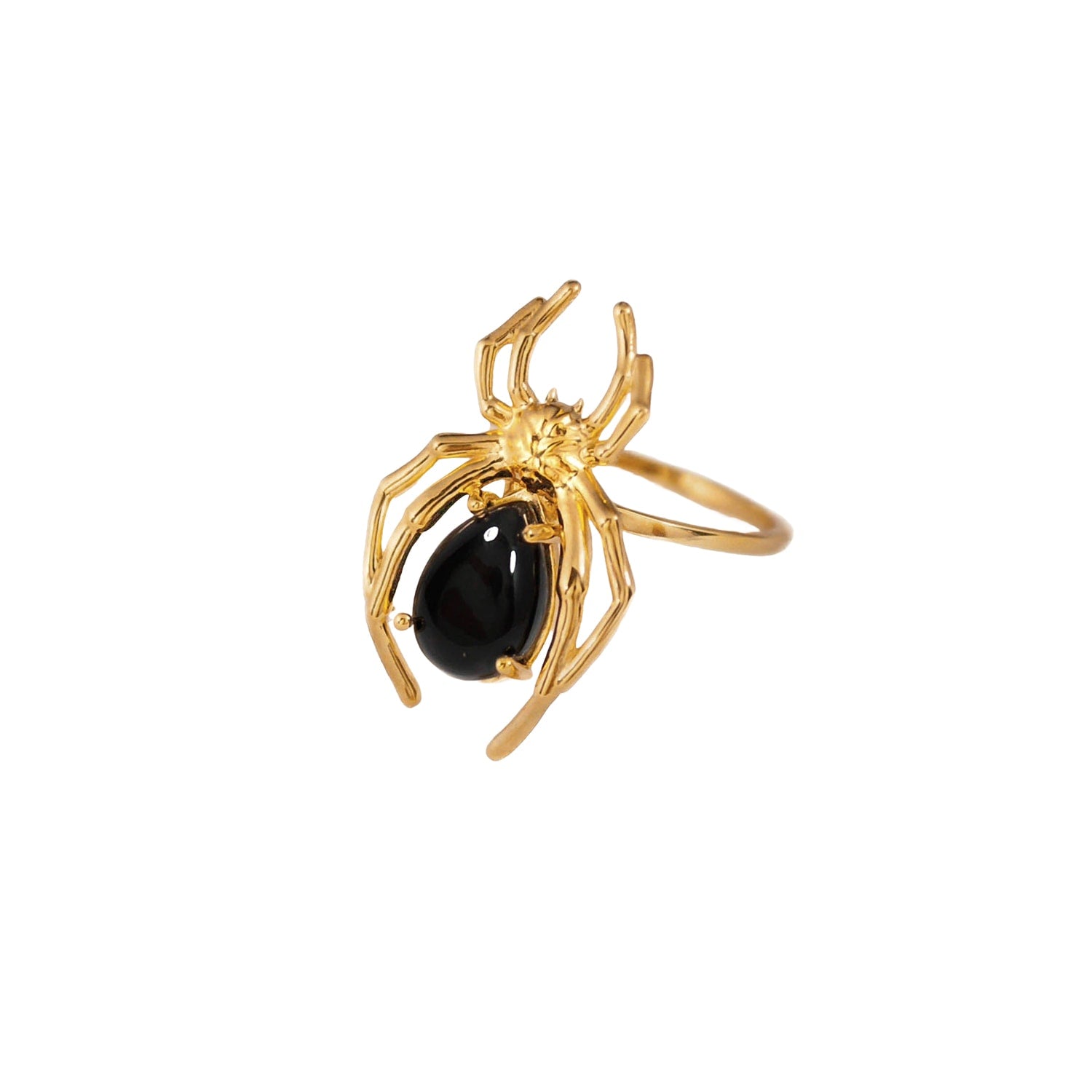 Gold Vermeil Spider & Black Onyx Stacking Ring