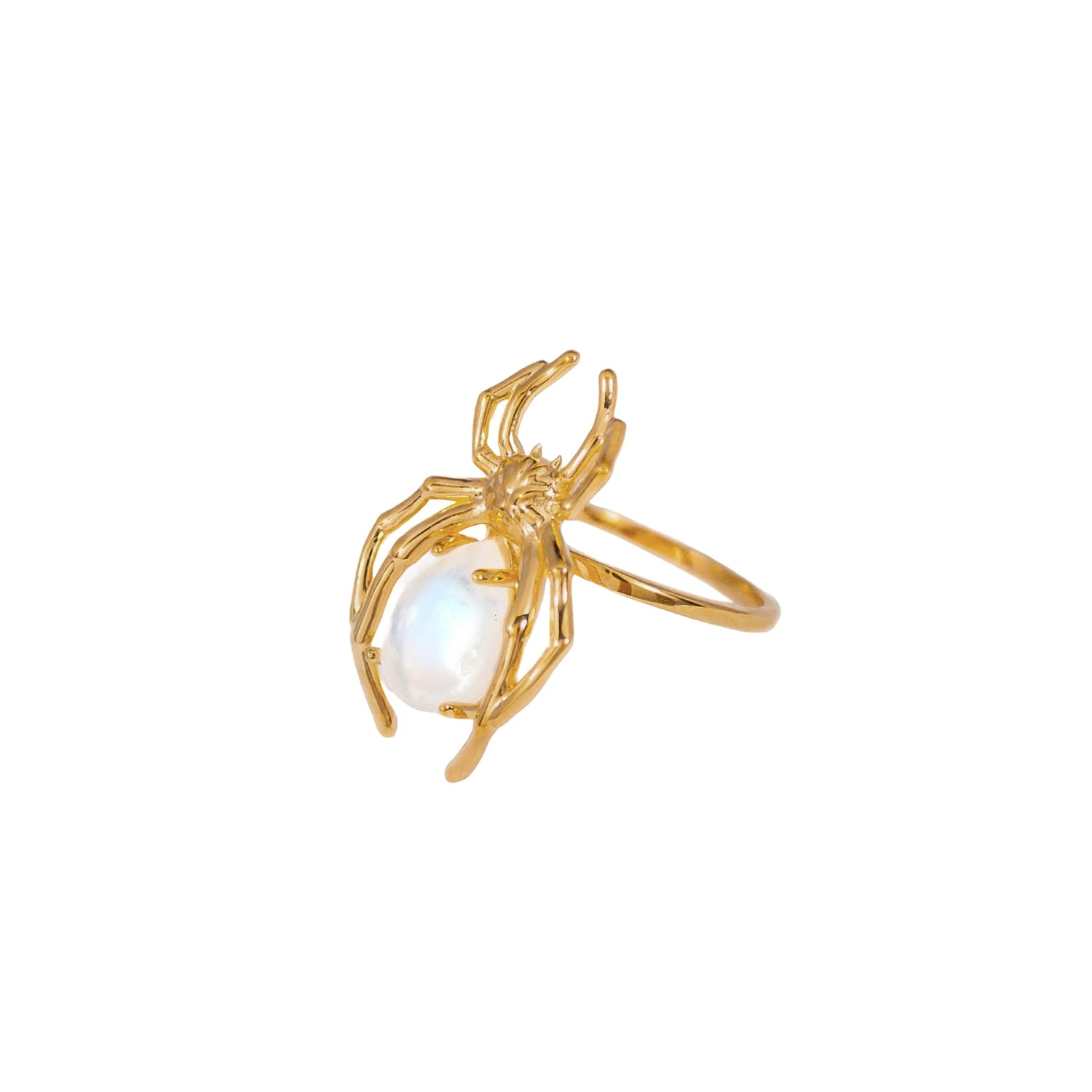 Gold Vermeil Spider & Moonstone Stacking Ring