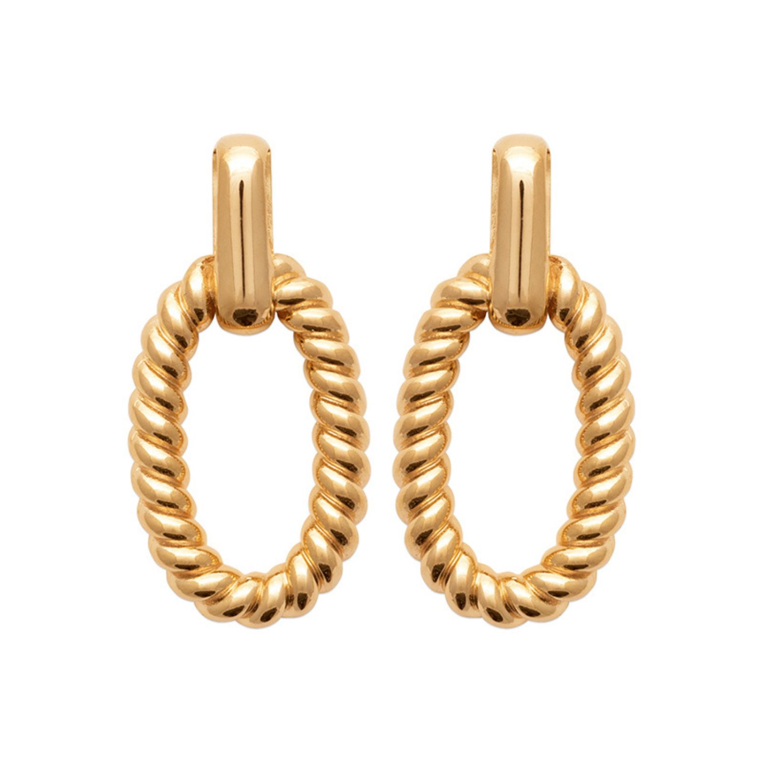 Gold Vermeil Textured Elegant Paperclip Earrings