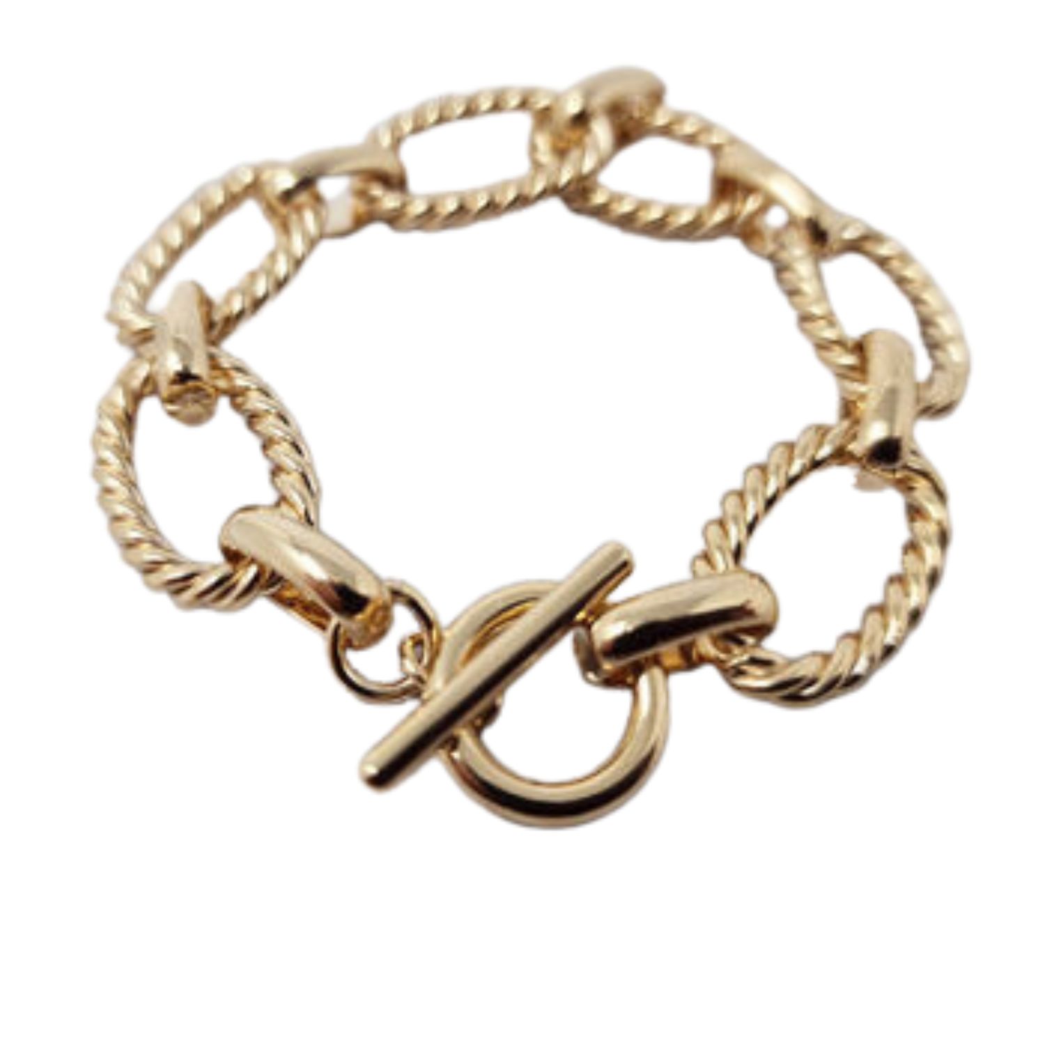 Gold Vermeil Textured Paperclip Link Bracelet