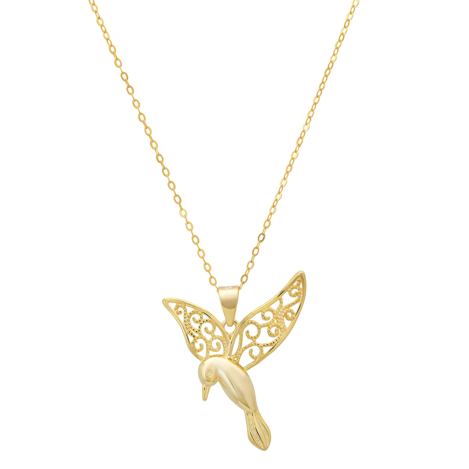 Gold Vintage Filigree Hummingbird Necklace