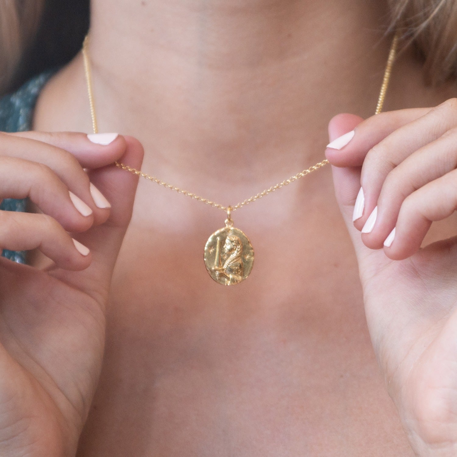 Gold Virgo Zodiac Charm Necklace