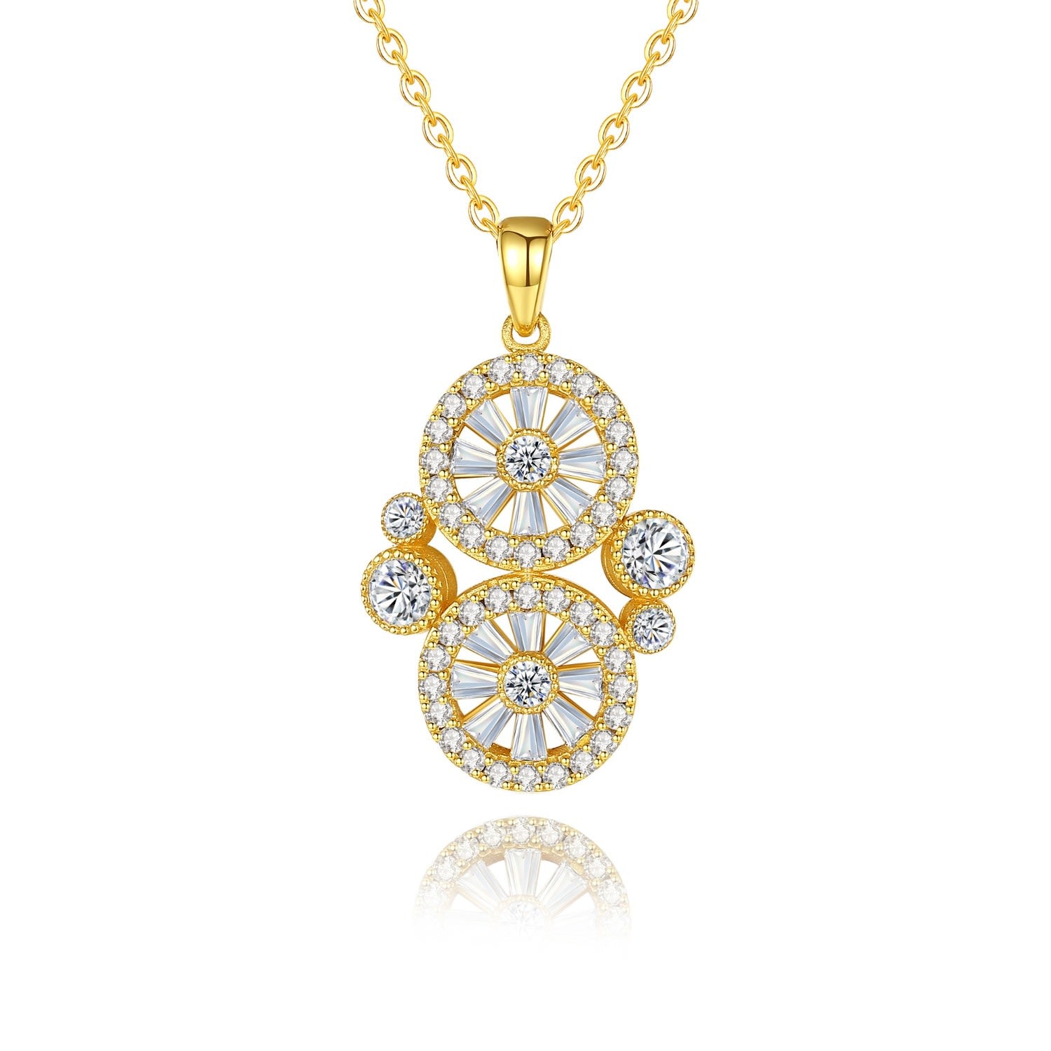 Gold Wheel Of Fortune Pendant Necklace