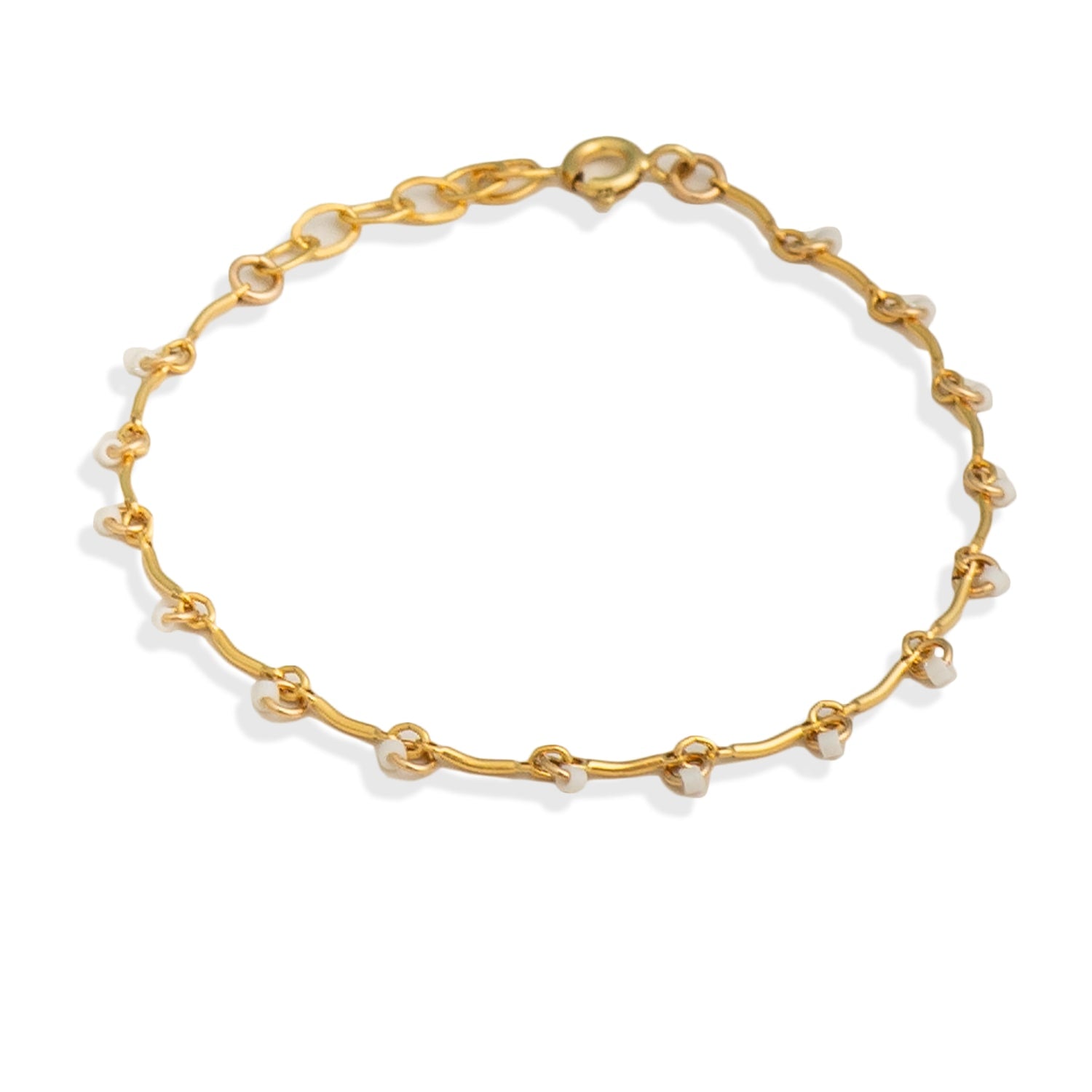 Gold White Chain Bracelet
