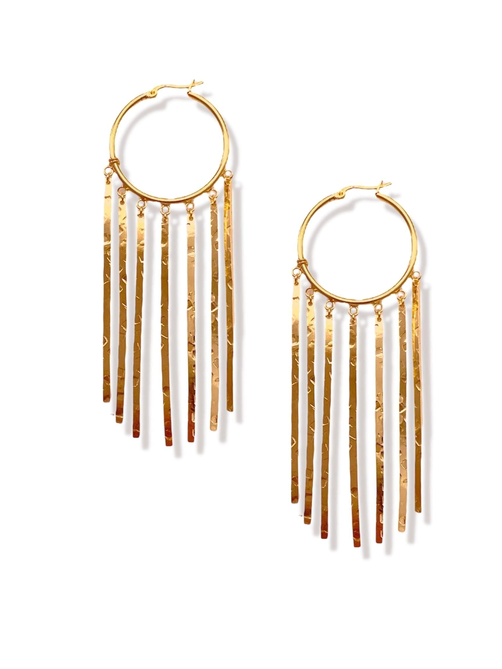 Gold Wind Catcher Leverback Dangle Earrings