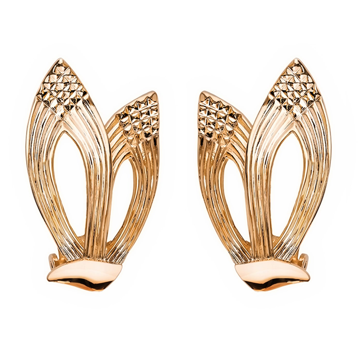 Gold Wing Clip On Earrings, Series Victory