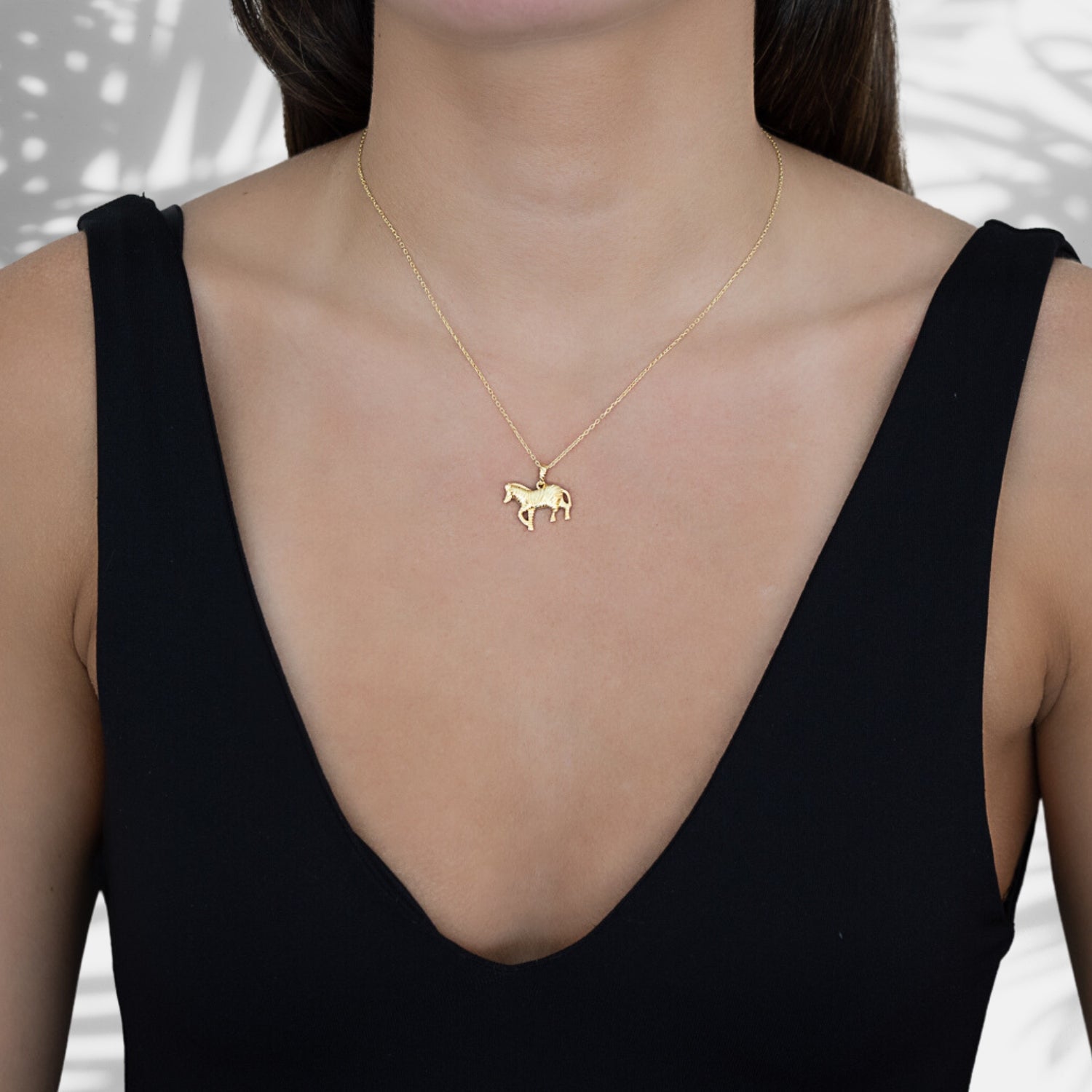 Balance Zebra Pendant Gold Chain Necklace - Gold