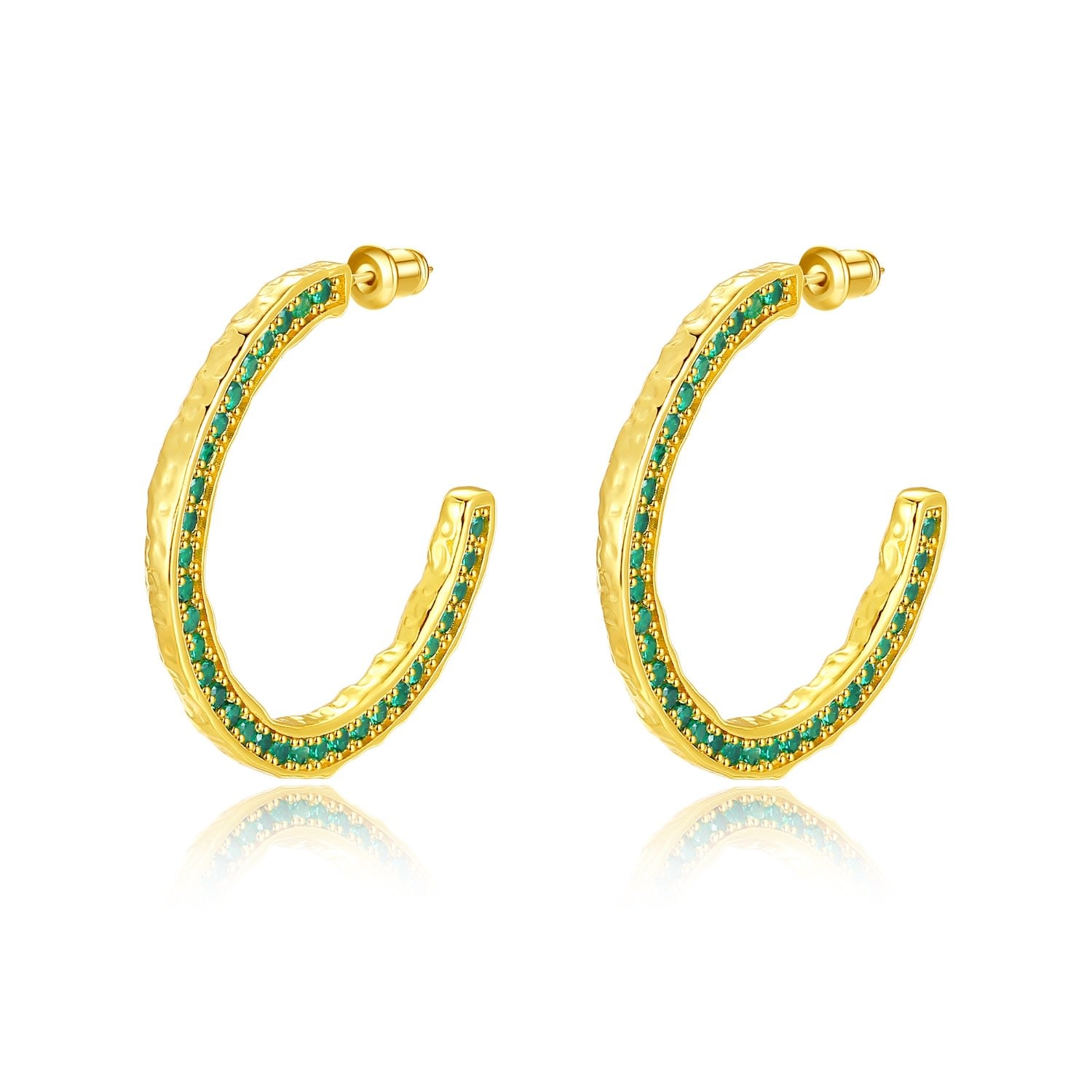 Gold Zirconia Molten C-Hoop Earrings