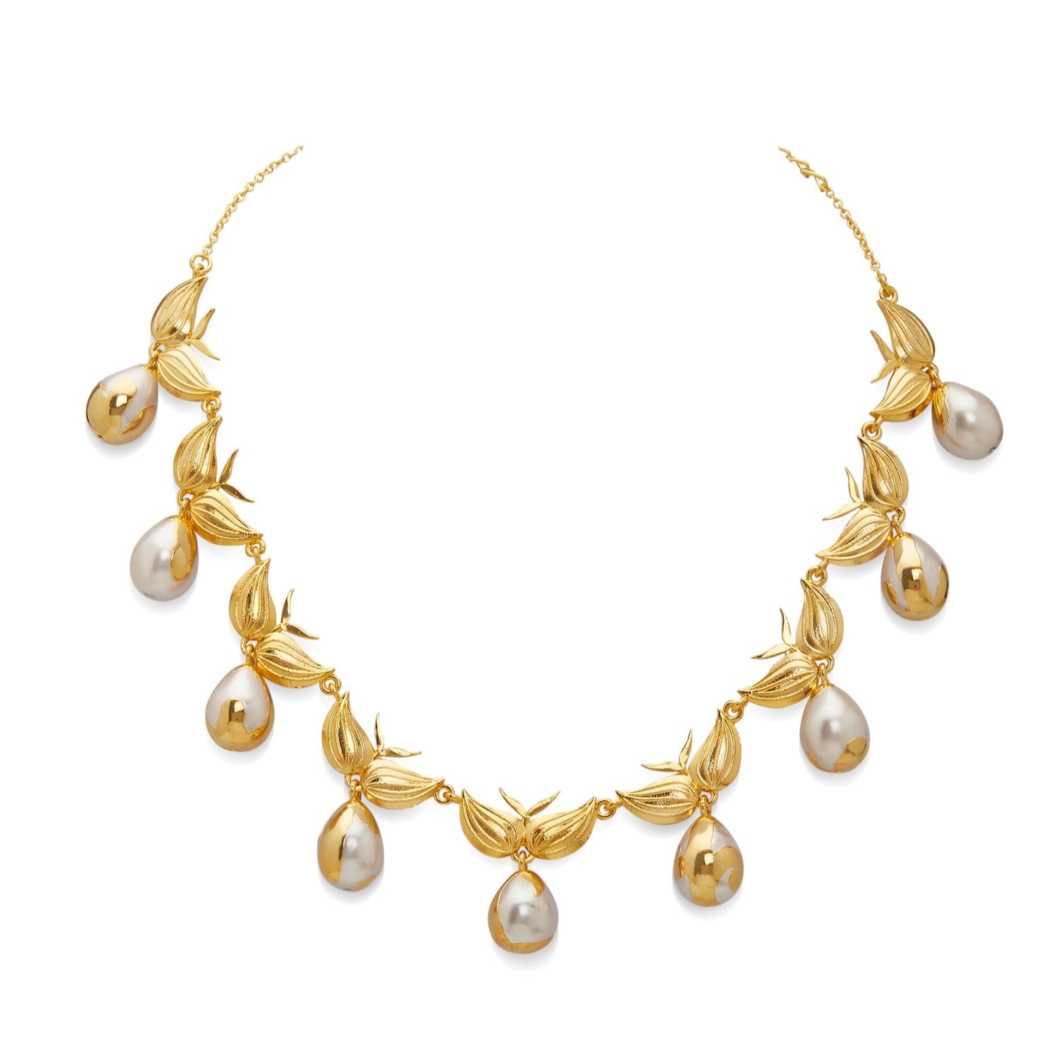 Gold Zooni Necklace With Baroque Pearls