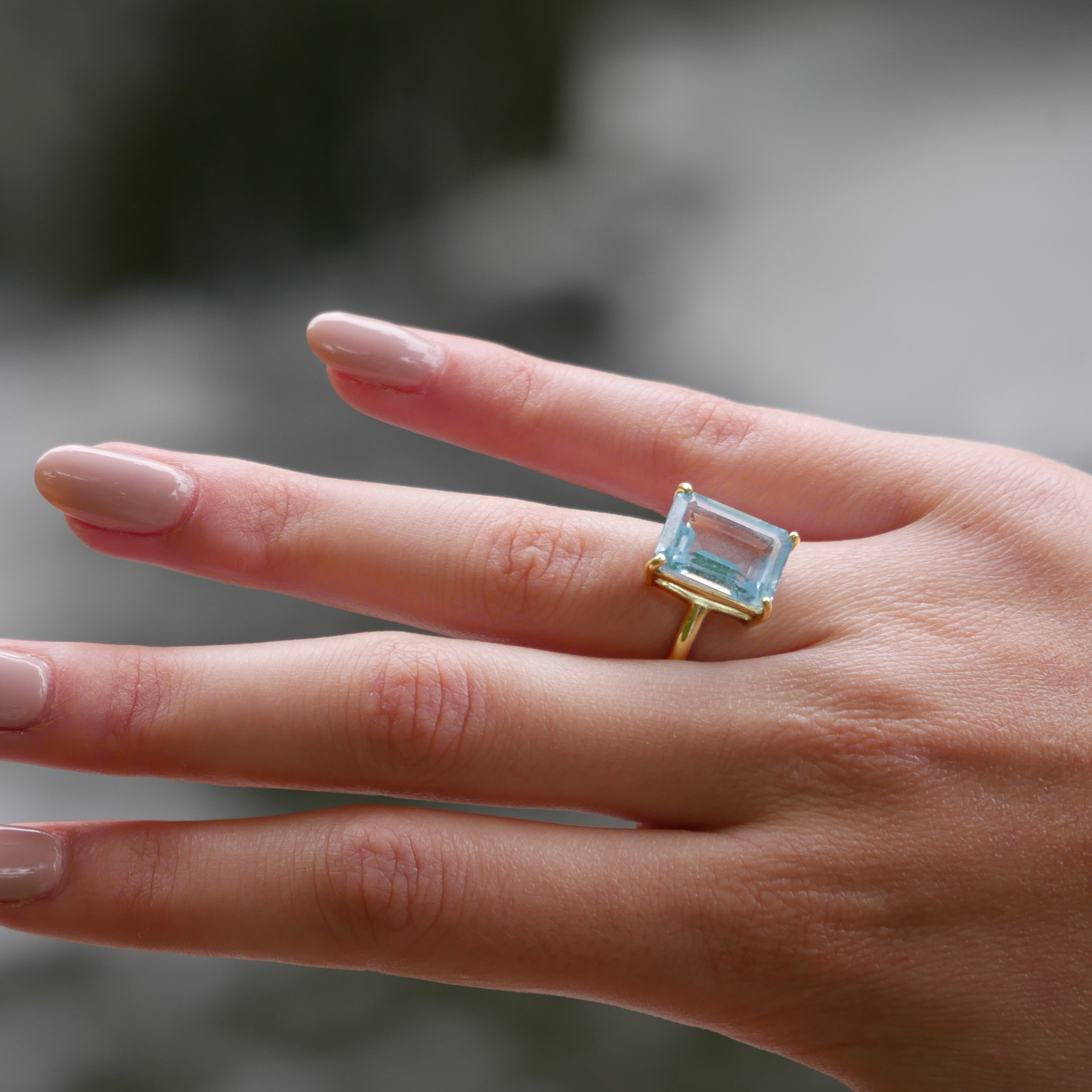 Yellow Gold Sky Blue Topaz Ring