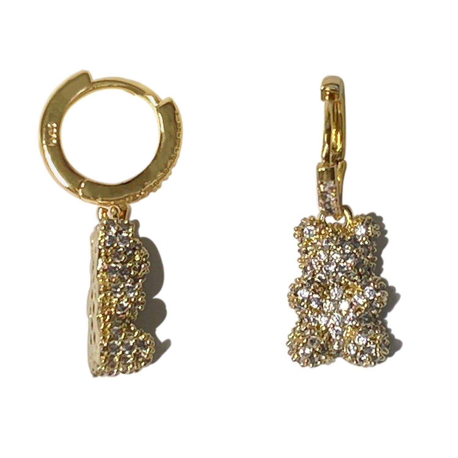 Golden Bear Hoops Earrings- Zircon