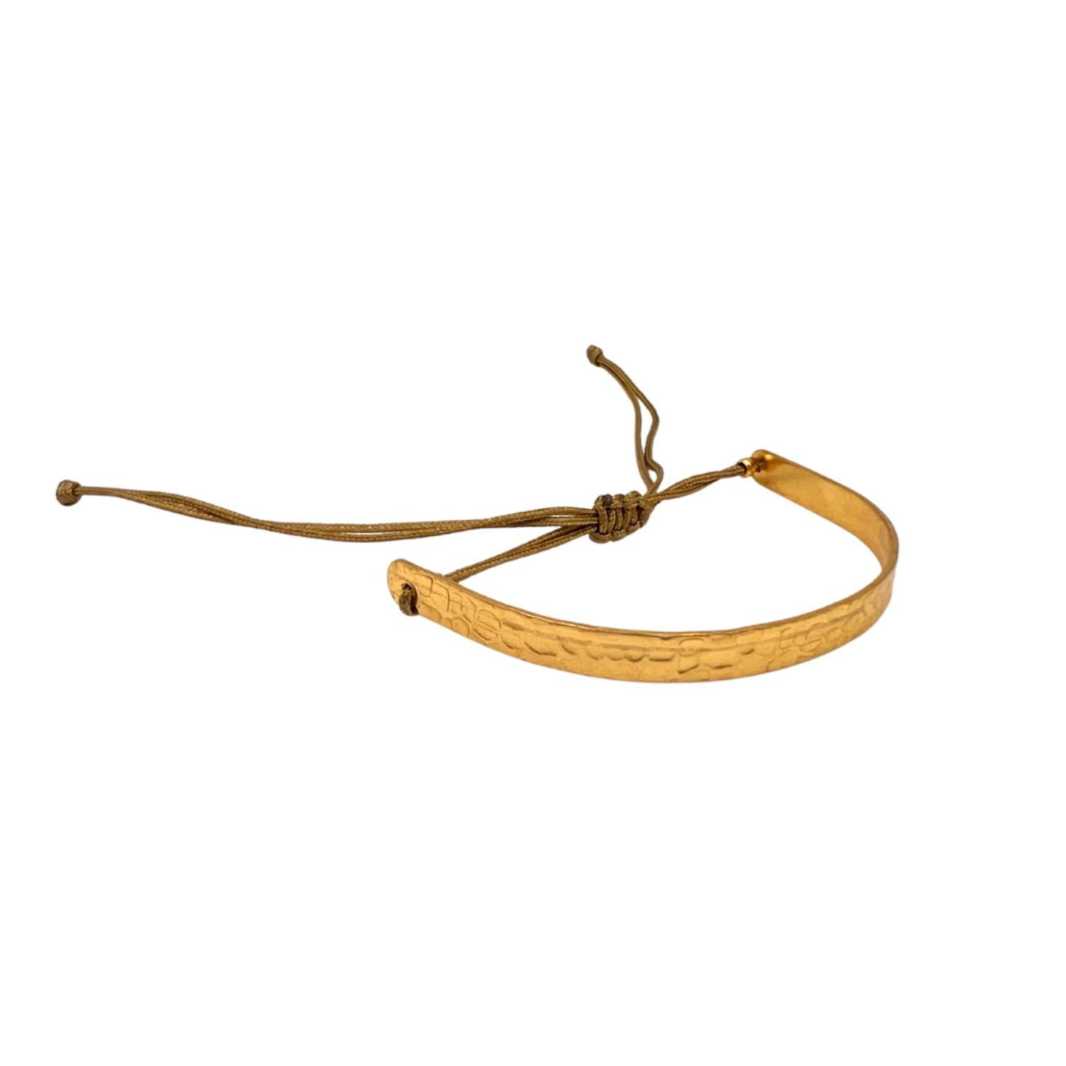 Golden Clay Elegance - Hammered Bracelet 24K Gold Plated