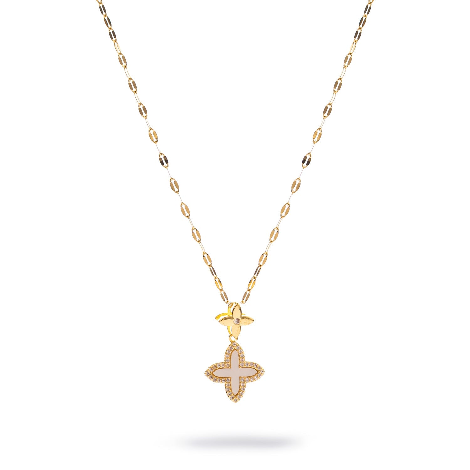 Golden Clover Diamond Chain Necklace - Gold