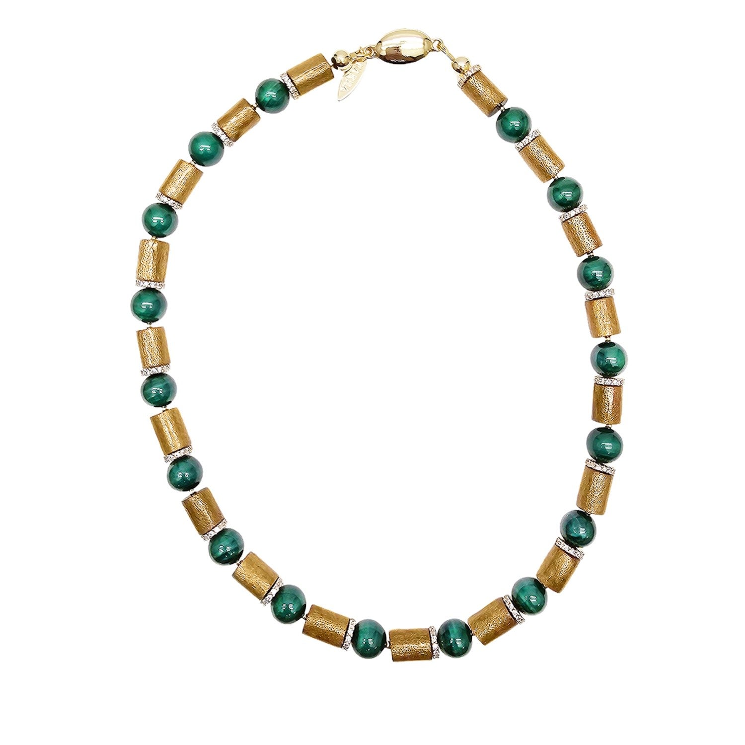Golden Coral With Green Malachite Necklace