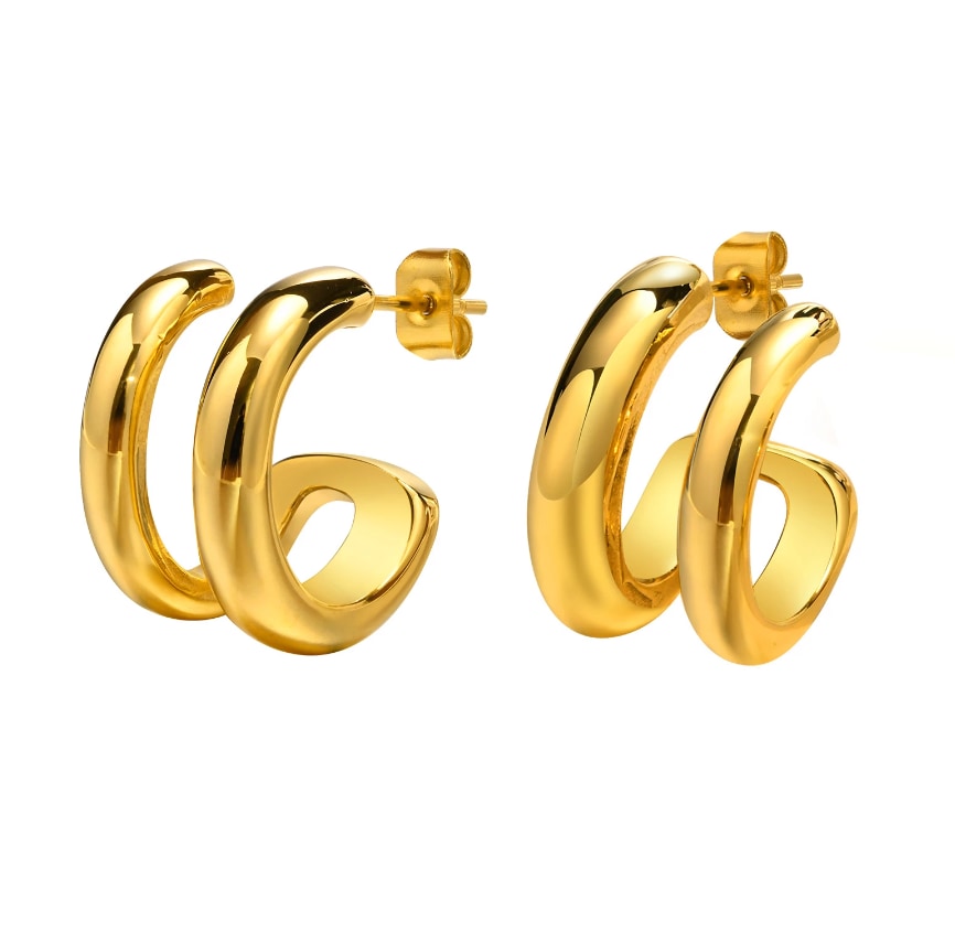 Double Hoop Gold Earrings