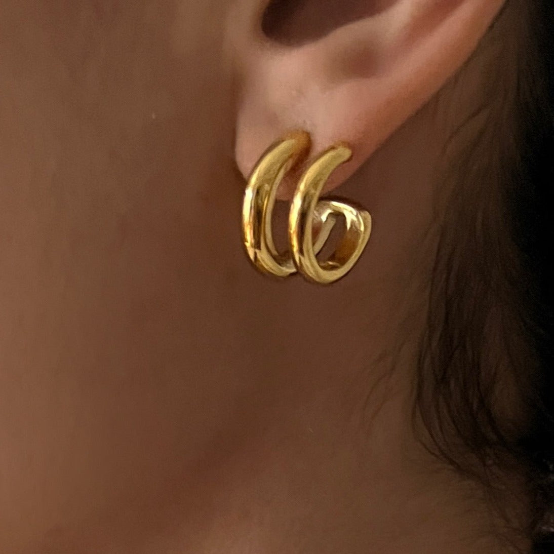 Double Hoop Gold Earrings