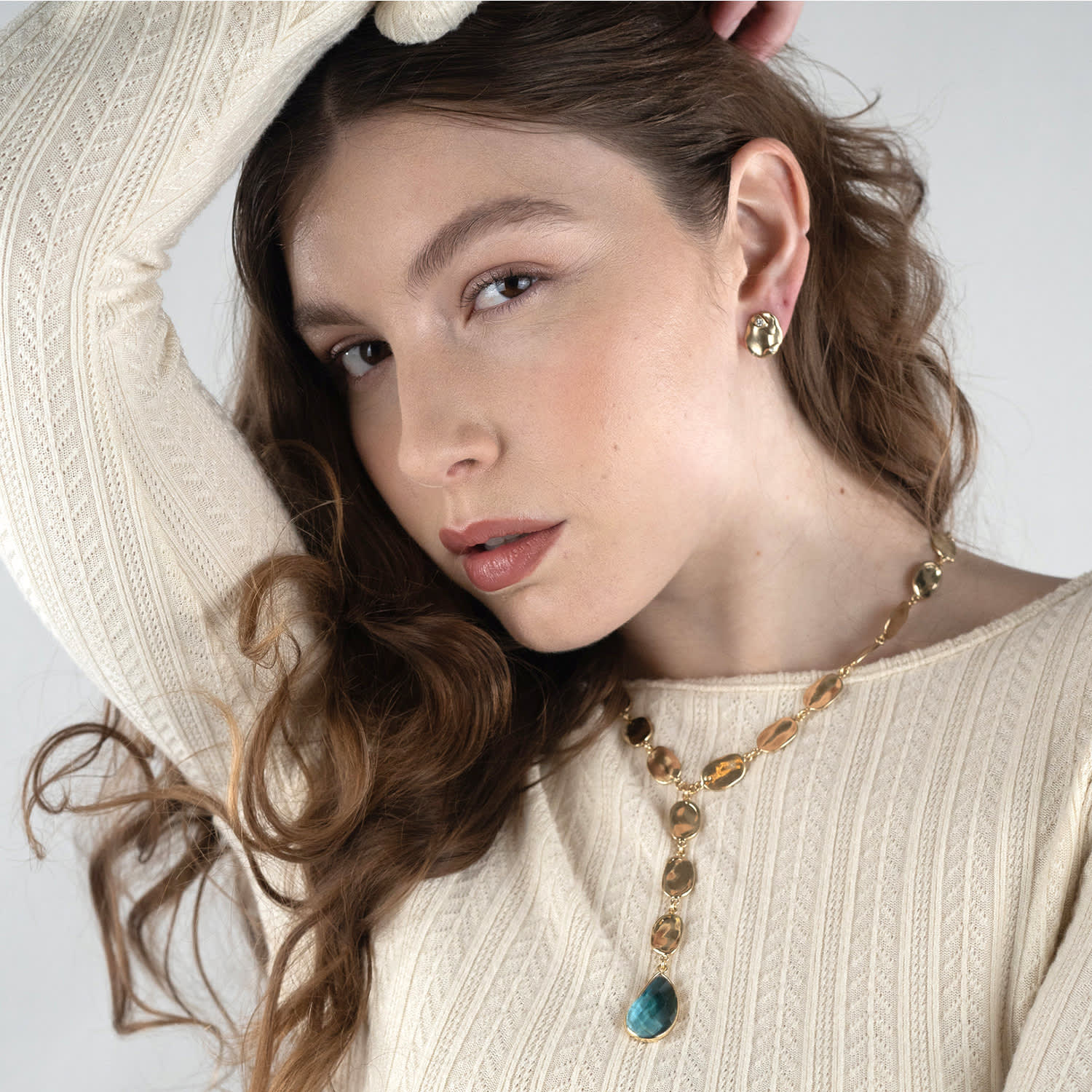 Golden Drift Blue Necklace