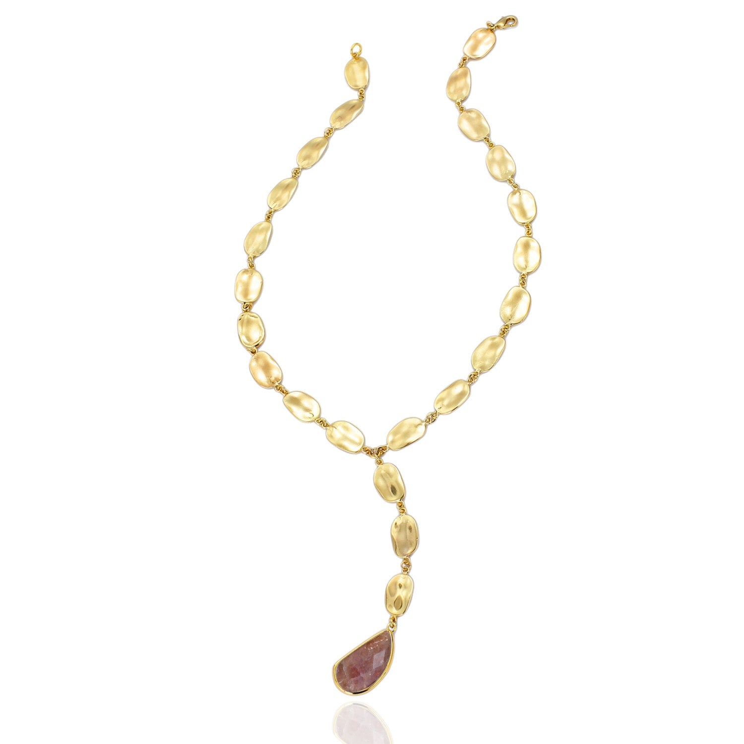 Golden Drift Strawberry Quartz Necklace
