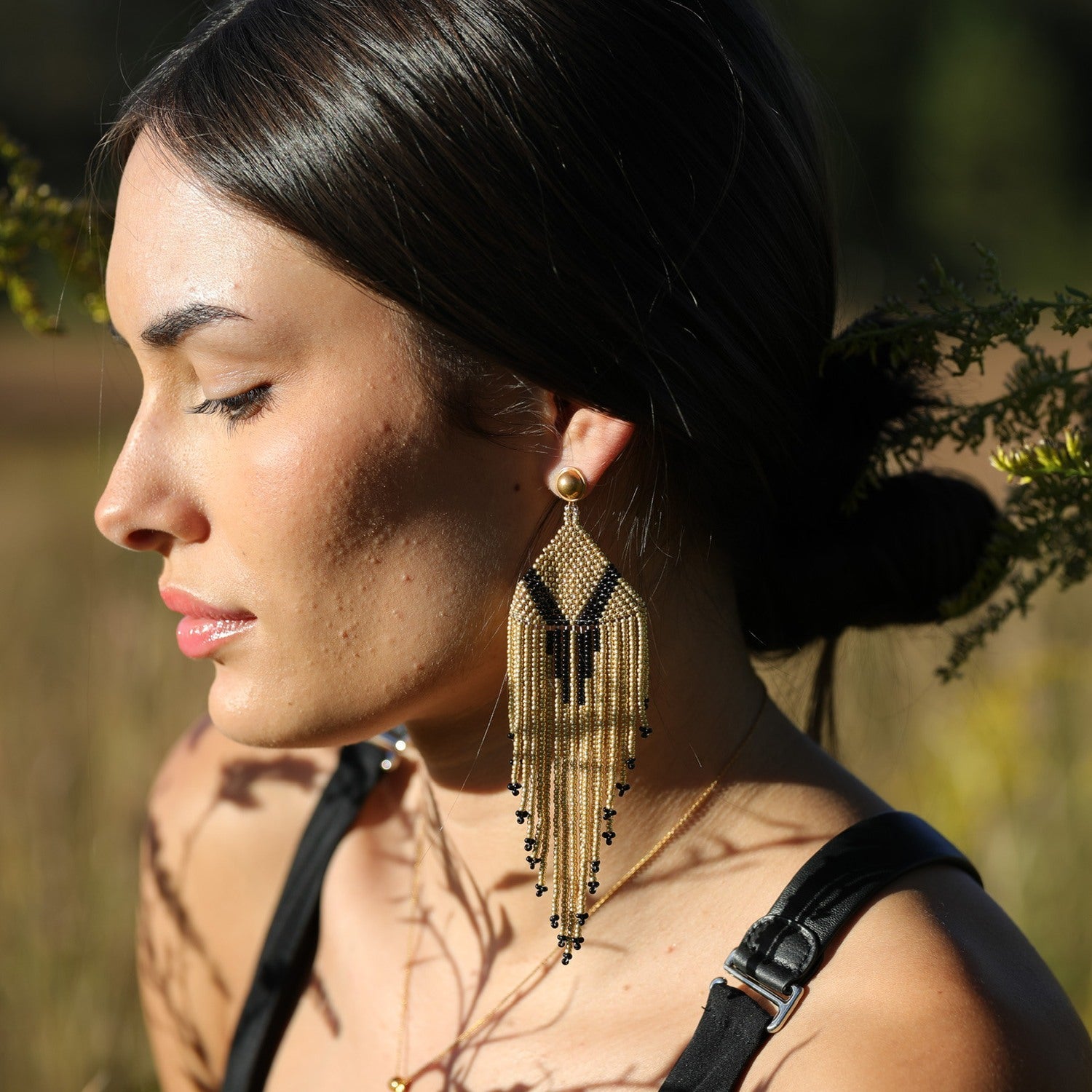 Golden Goddess Beaded Earrings