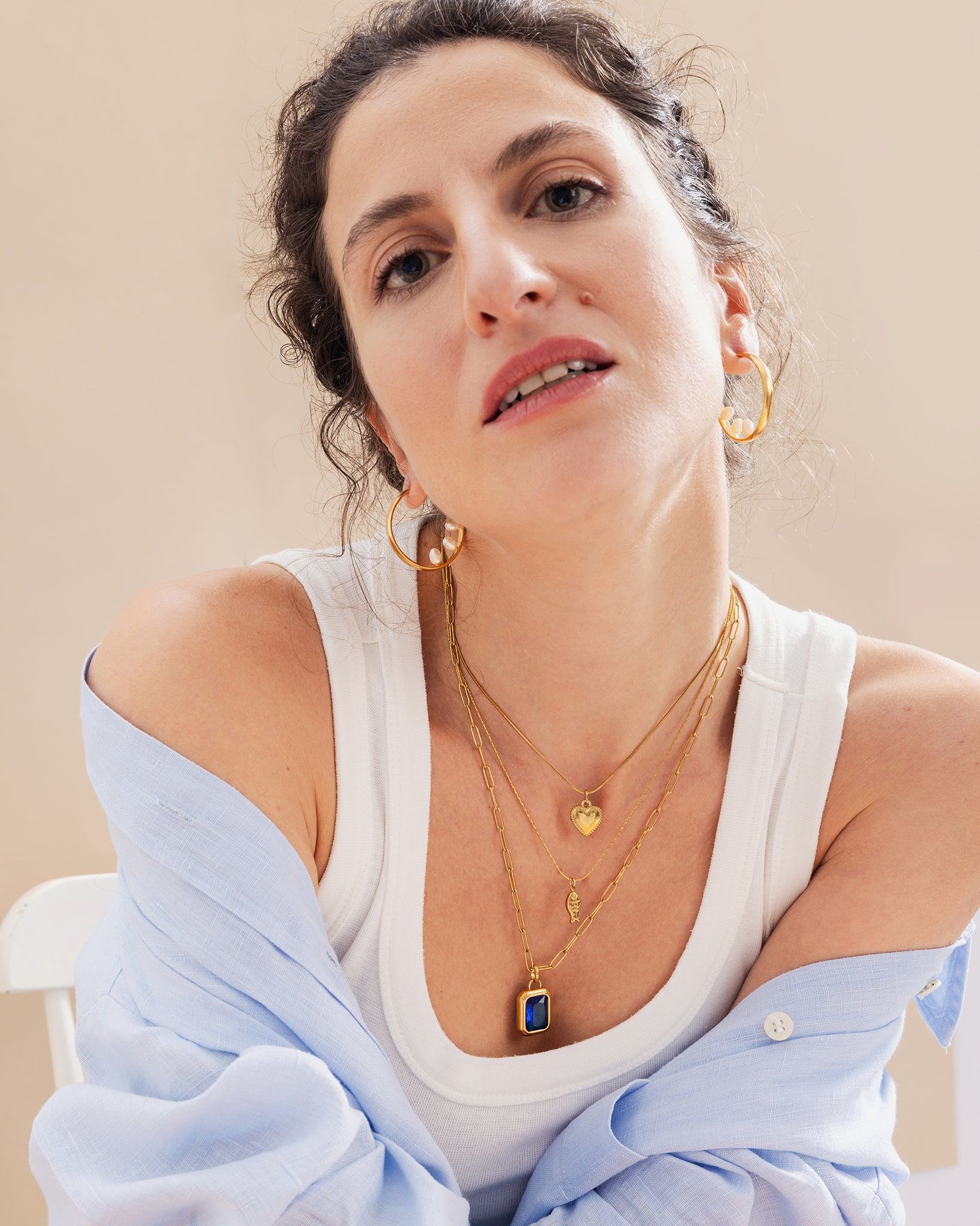 Golden Heart Necklace In Beaded Luxe