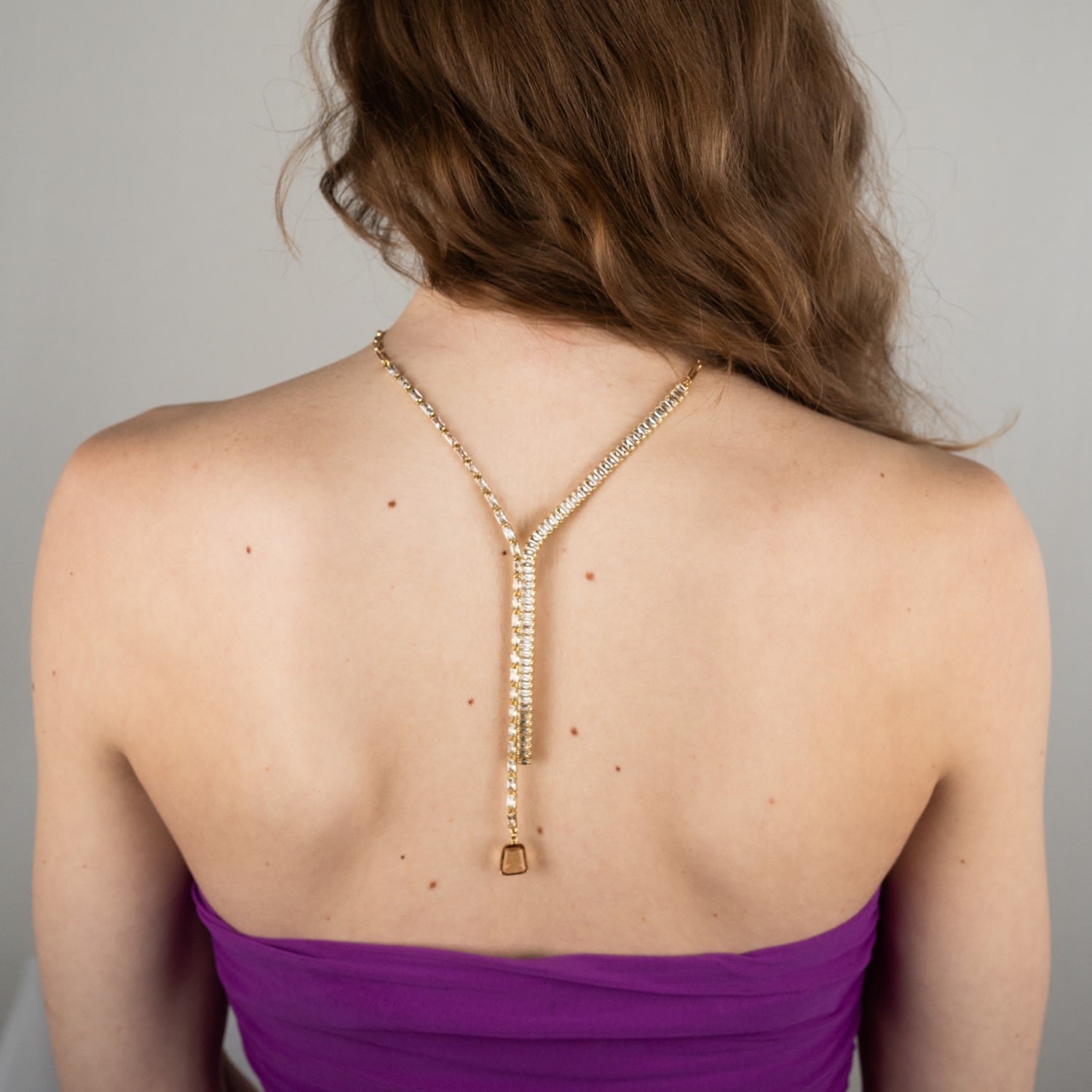 Golden Hour Clear Lariat Necklace