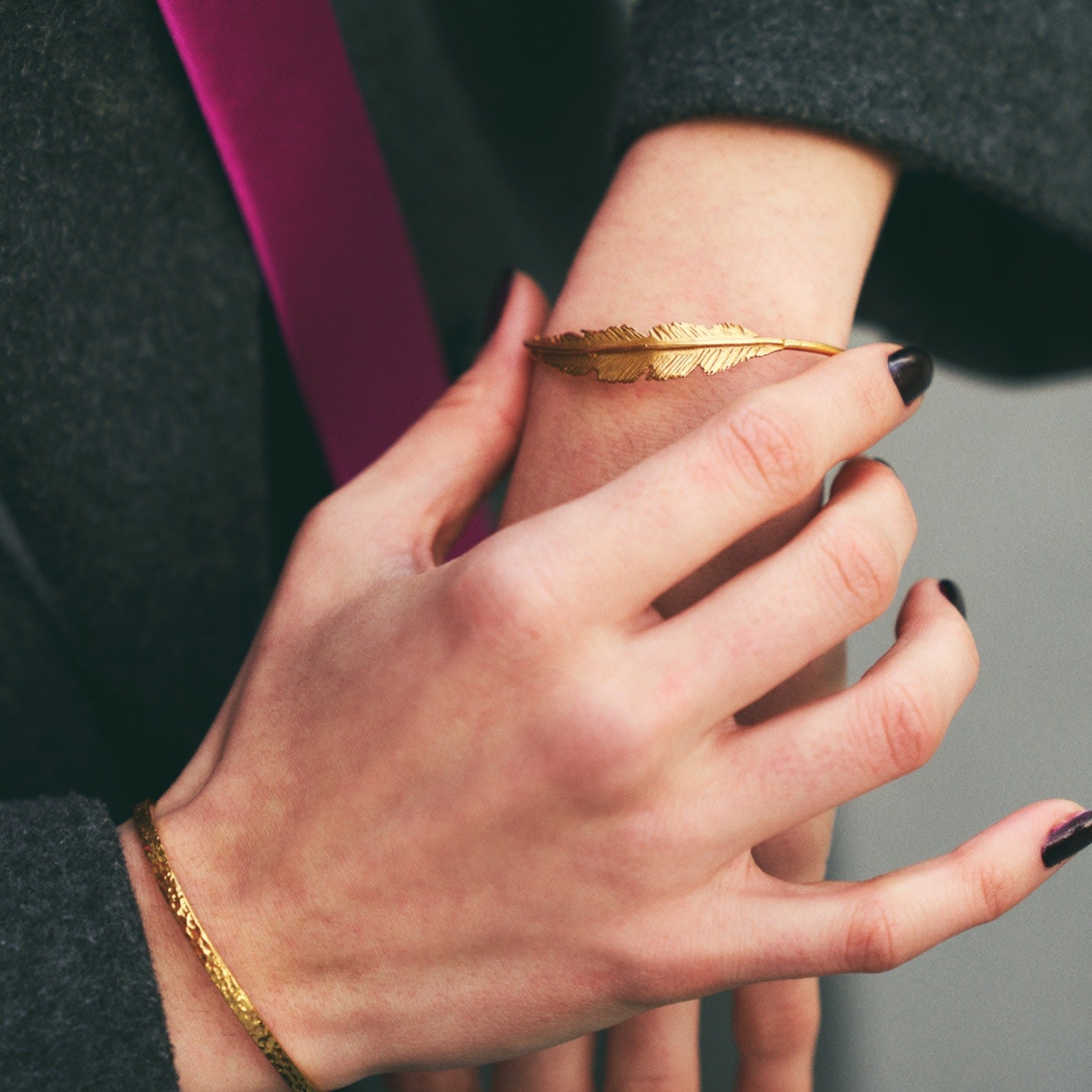 Golden Laurel - Cuff Bracelet 24K Gold Plated