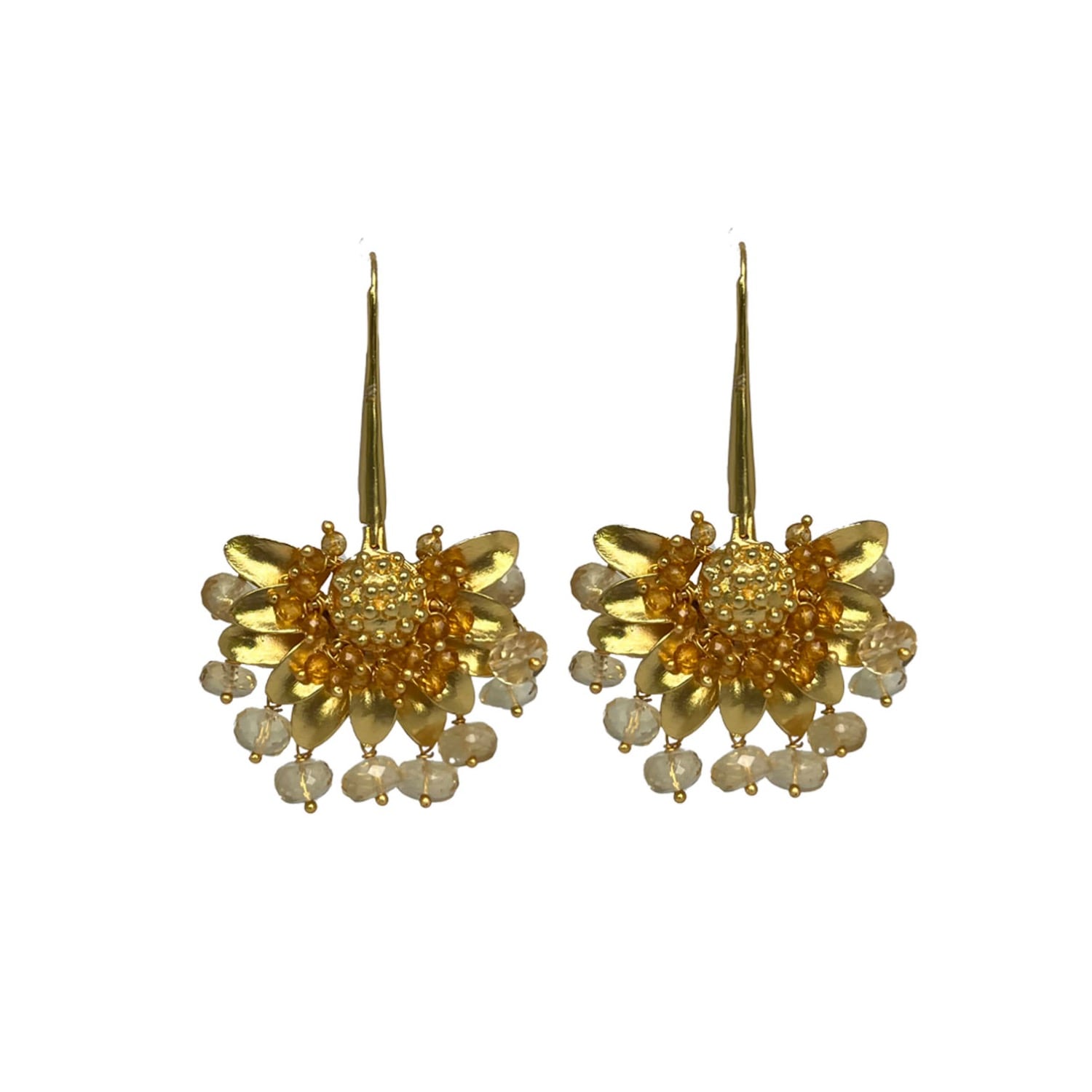 Golden Lotus Drop Earring