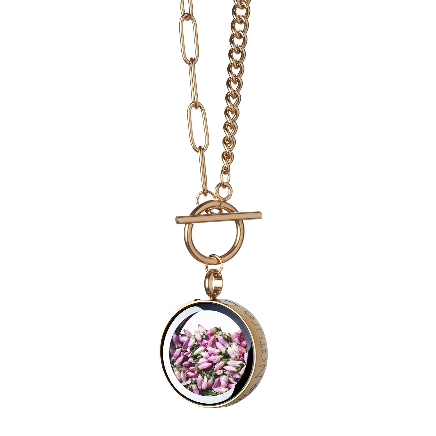 Gold Plated Heather Flower Necklace – Handmade Nature Jewelry With Real Heather - Scottish Heather