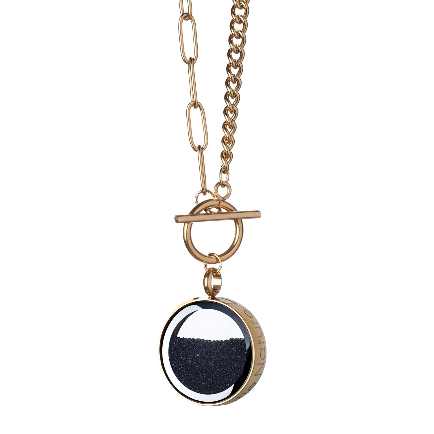 Gold Plated Statement Necklace With Real Volcanic Sand – Handmade Nature Jewelry