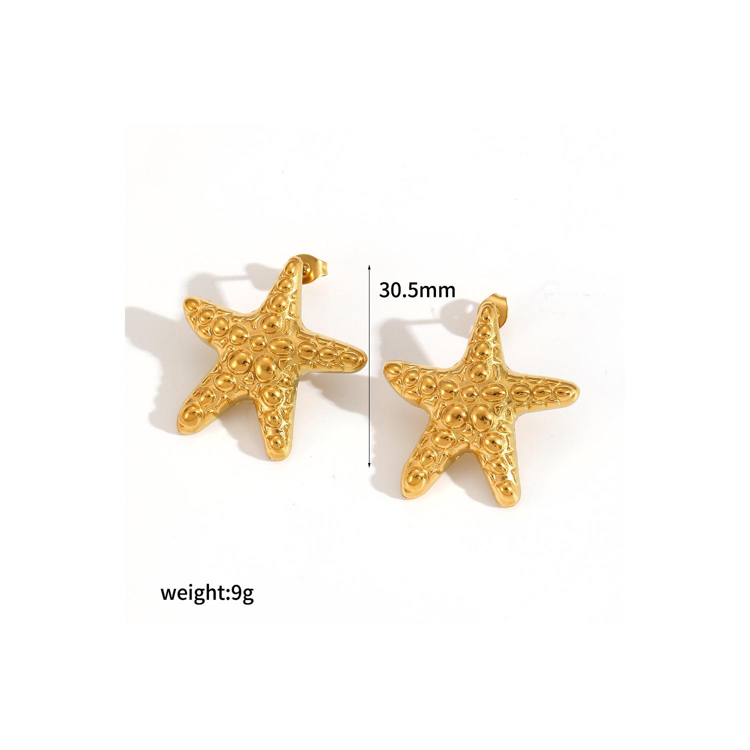 Golden Starfish Drop Earrings