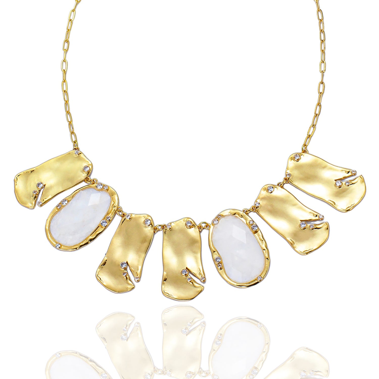 Golden Wave Collar Clear Quartz Necklace