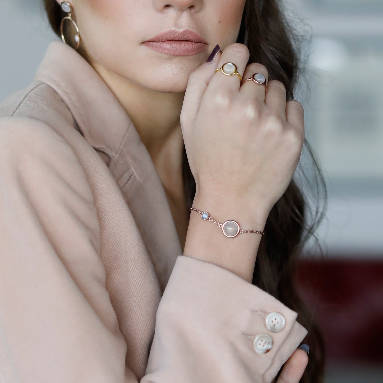 Satellite Rose Gold Vermeil Moonstone Bracelet