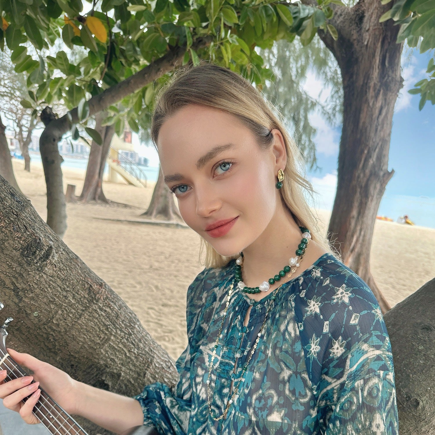 Gorgeous Baroque Pearls With Green Malachite Necklace