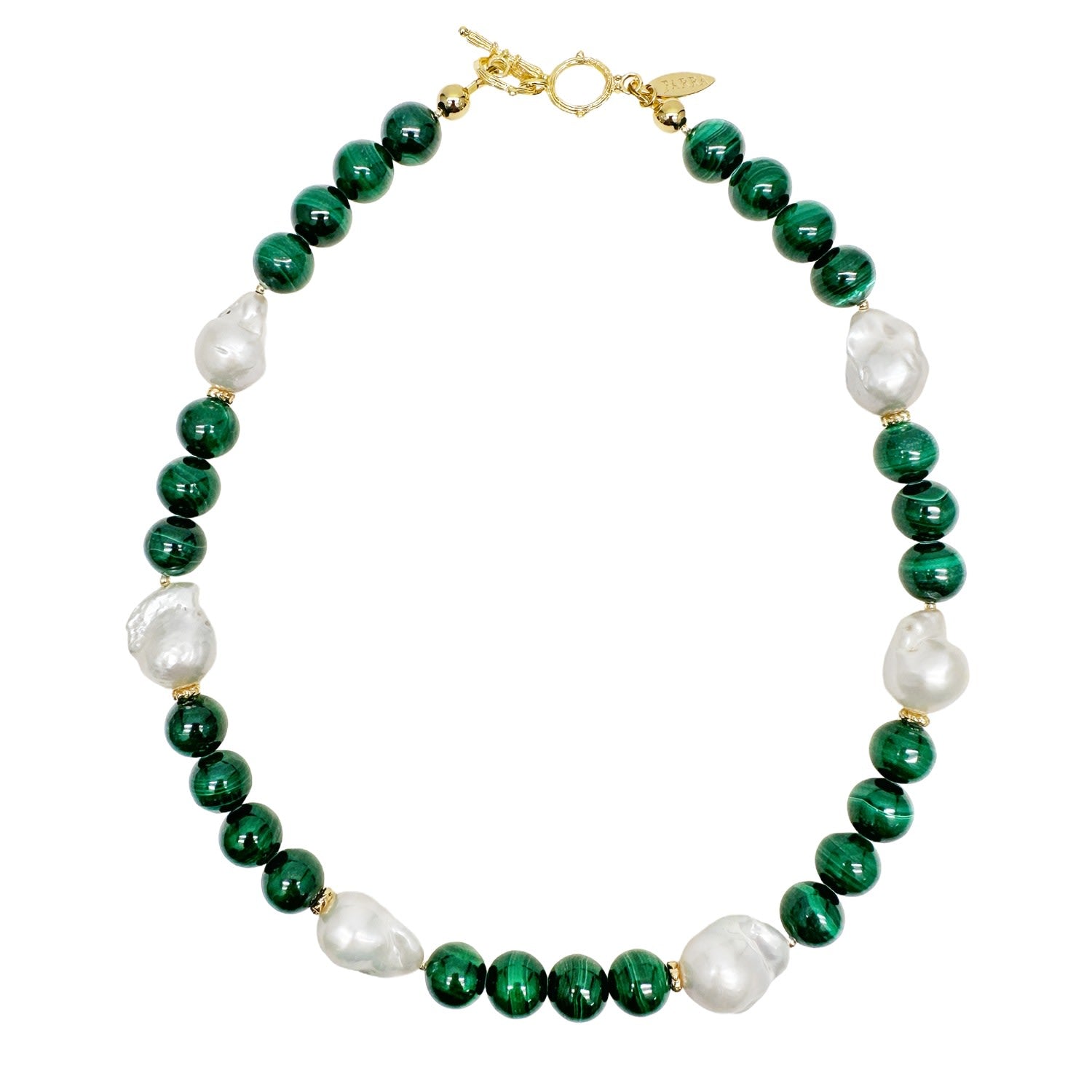 Gorgeous Baroque Pearls With Green Malachite Necklace