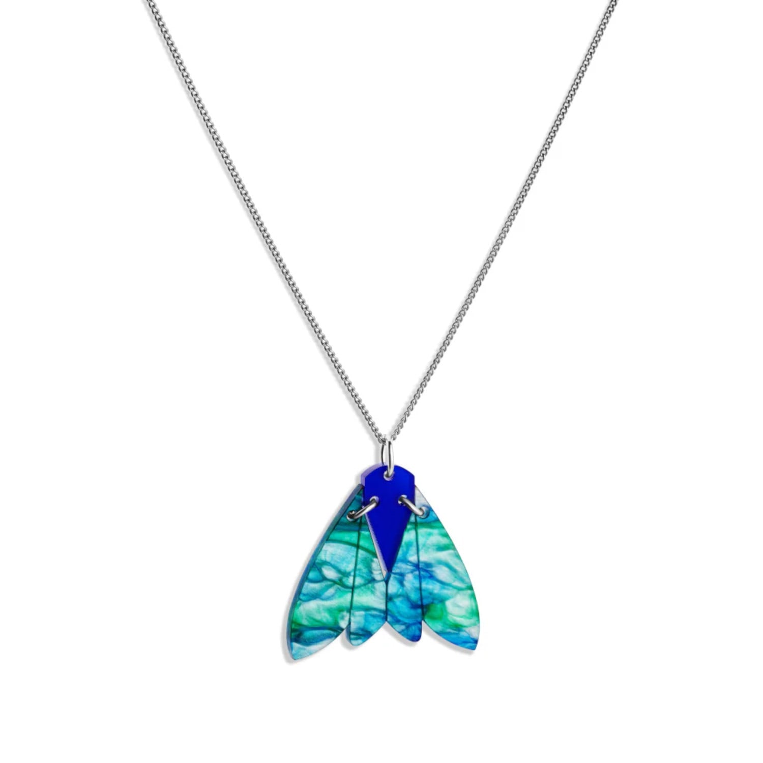 Gossamer Pendant Necklace - Blue & Green Lava
