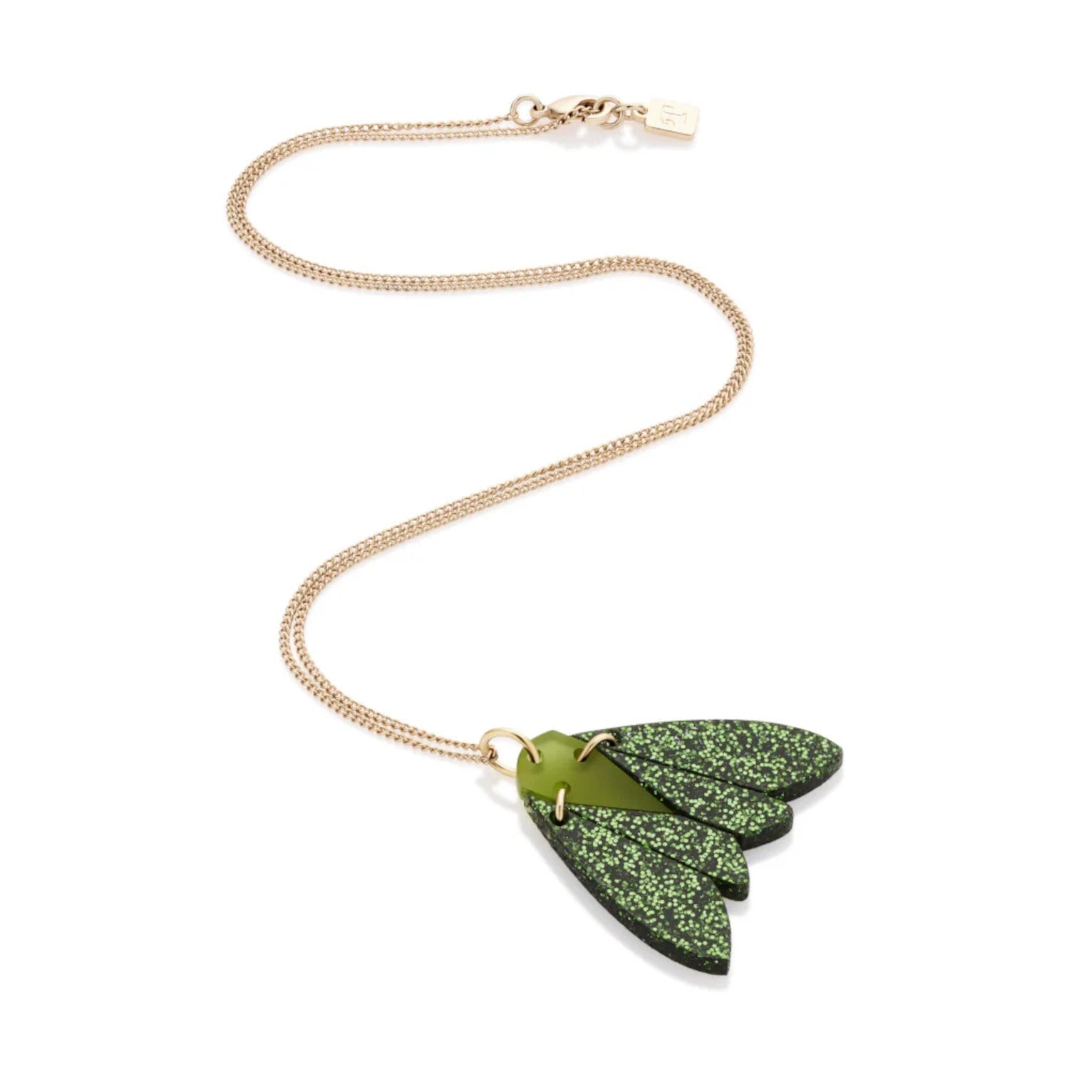 Gossamer Pendant Necklace - Forest Green Glitter