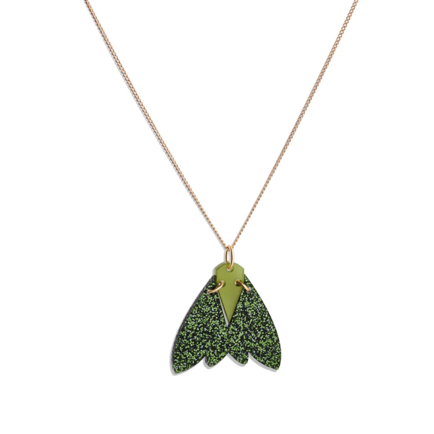 Gossamer Pendant Necklace - Forest Green Glitter