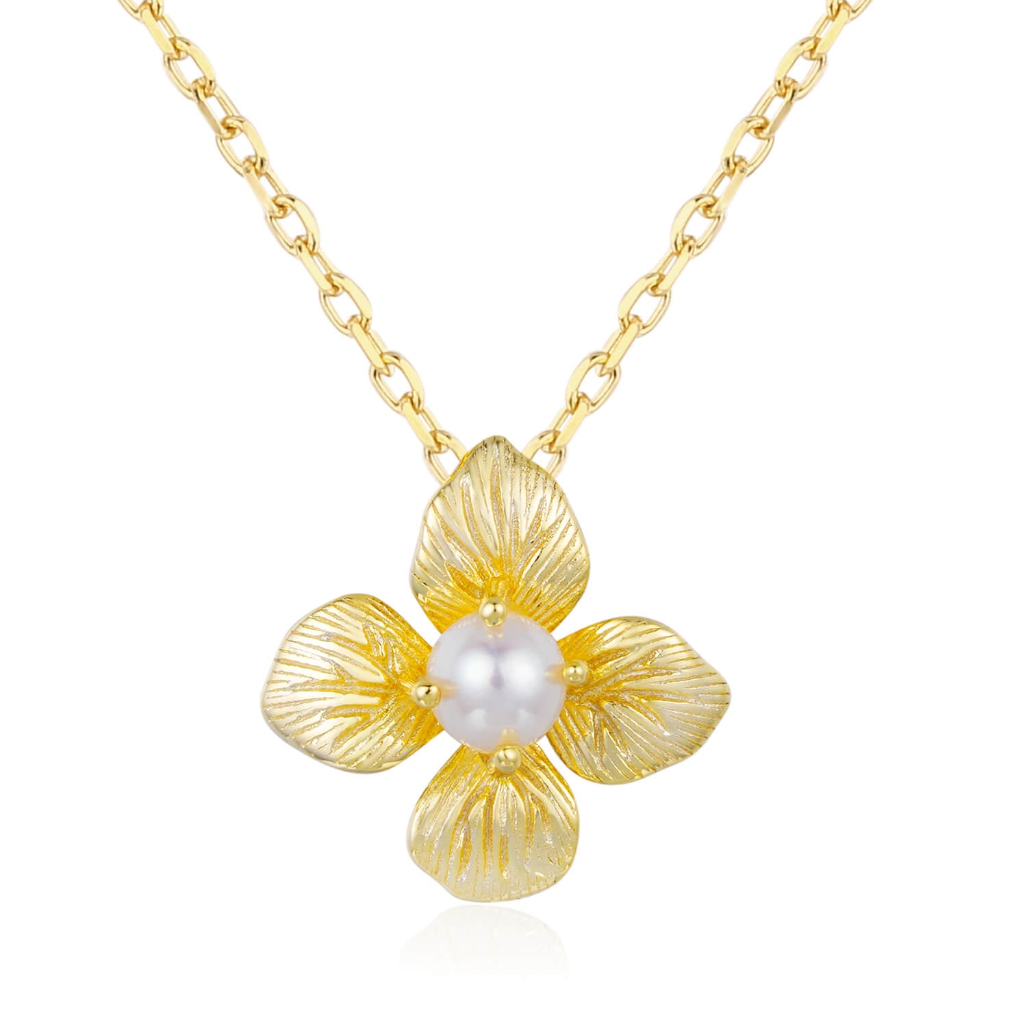 Gossamer Petal Pearl Necklace Yellow Gold Vermeil