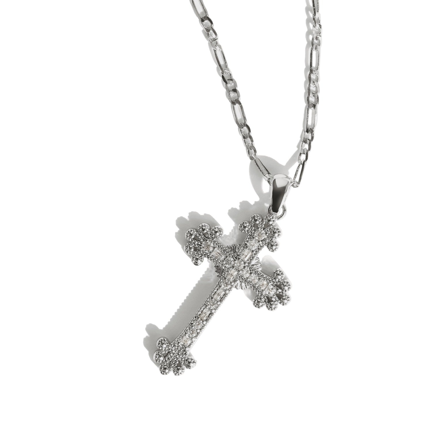 Goth Cross Necklace Silver