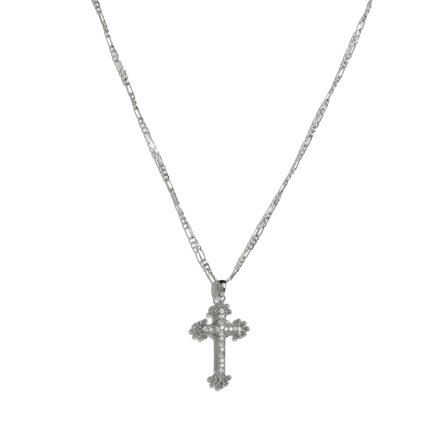 Goth Cross Necklace Silver